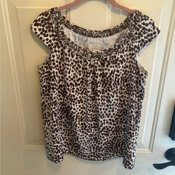 Kate Spade Brown and White Smocked Blouse - Picture 6 of 6